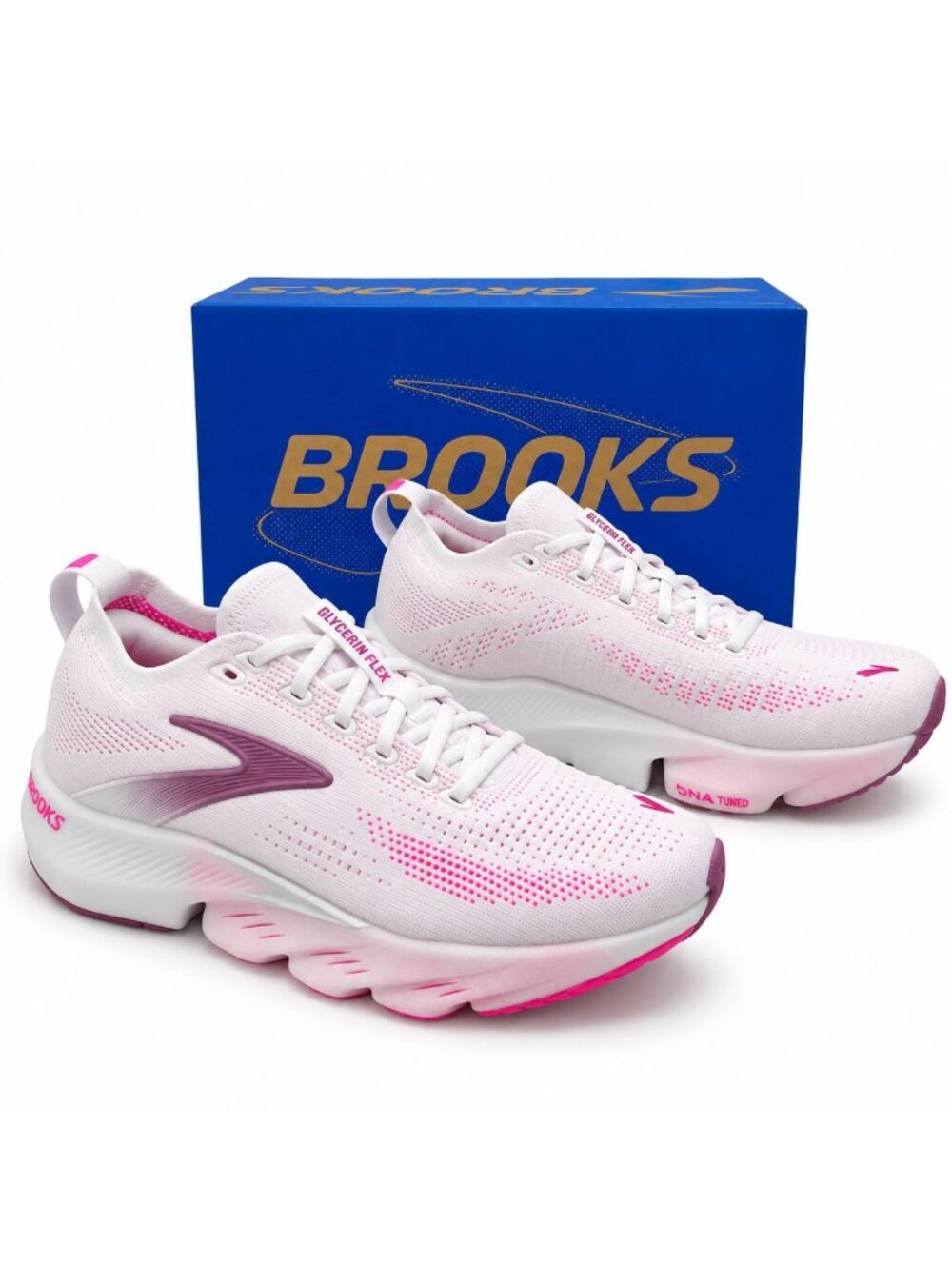 Brooks Glycerin Flex Supportive Womens 8.5 B White Cyber Pink Running Shoes